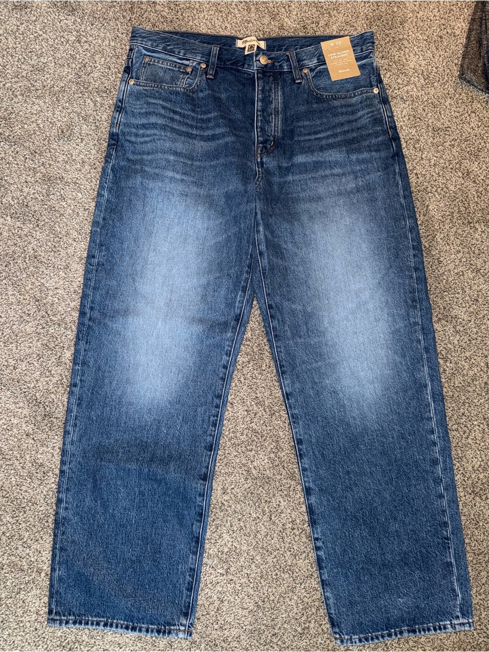 New Madewell Low Slung Straight Leg Button Fly Jeans Blue Size 30x28